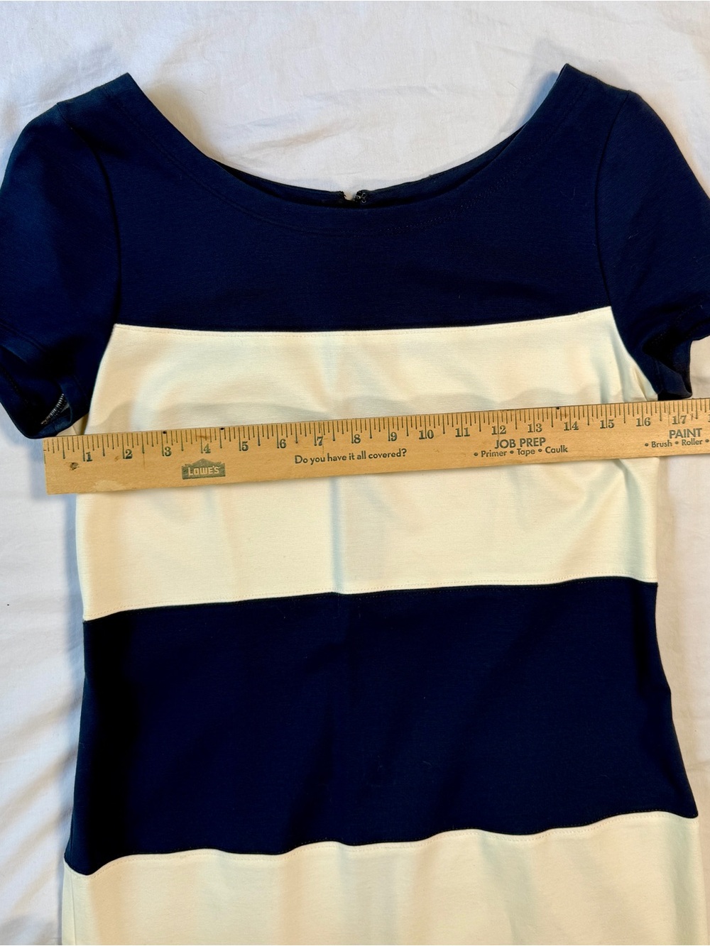 Vintage 2014 Banana Republic Navy and White Striped Sheath Dress - Picture 5 of 9